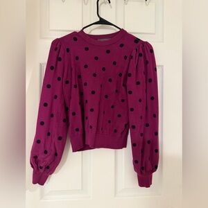 Suzy Shier Purple and Black Polka Dot Sweatshirt
